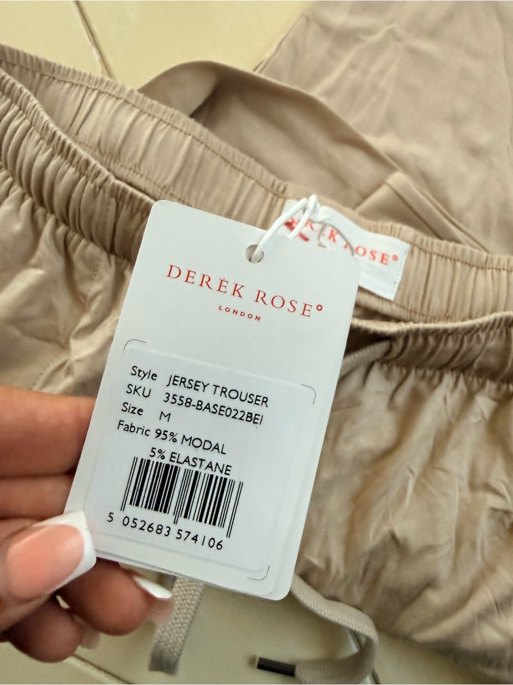 Derek Rose Relaxed Drawstring Joggers in Taupe - Picture 4 of 5